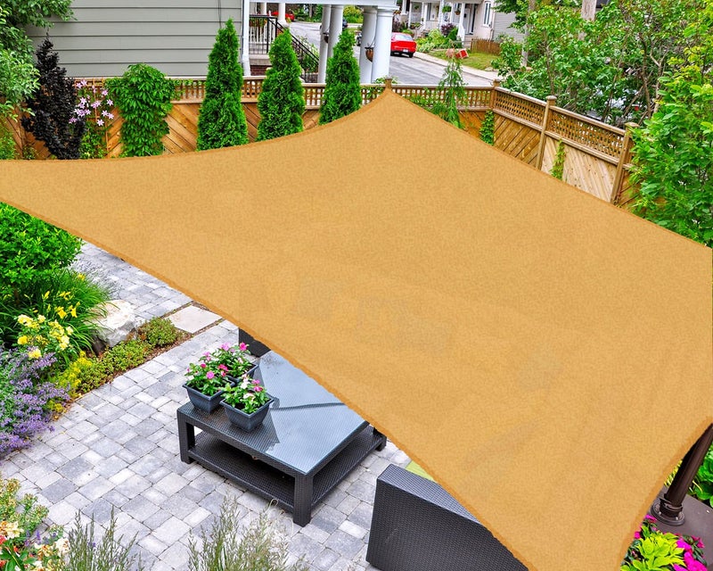 Asteroutdoor Sun Shade Sail Rectangle 10' x 13' UV Block Canopy for Patio Backyard Lawn Garden Outdoor Activities, Sand - Image 1